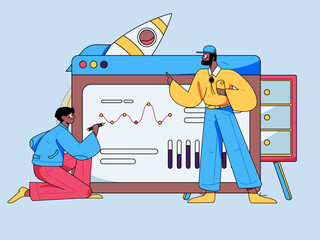 Business People Flat Vector Concept Operation Hand Drawn Illustration
