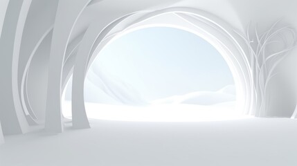 White abstract arch, for text mockup. AI Generation 