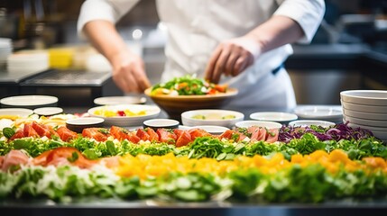 Naklejka premium sushi chef preparing sushi in a restaurant generative ai