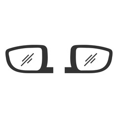 Vector illustration of car mirror icon in dark color and transparent background(PNG).