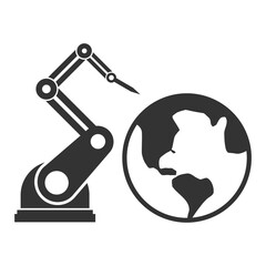 Vector illustration of world machine icon in dark color and transparent background(PNG).