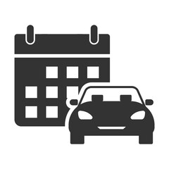 Vector illustration of car schedule icon in dark color and transparent background(PNG).