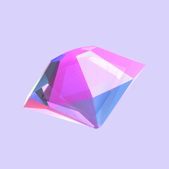 3D icon video games diamond gem rendered isolated on the colored background