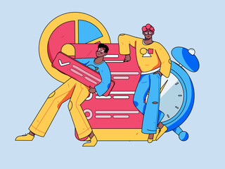 Business People Flat Vector Concept Operation Hand Drawn Illustration
