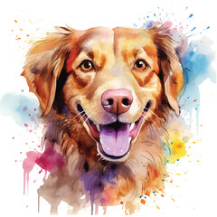 Energetic Watercolor Dog Artwork with White Space