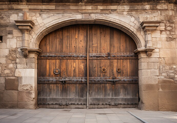 Fototapeta na wymiar wooden doors characteristic of a medieval castle