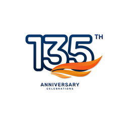 135th anniversary logo in a simple and luxurious style with blue numbers and orange wings, vector template
