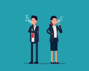 People and  smoking. Concept young person with a cigarette, Vector illustration in cartoon design