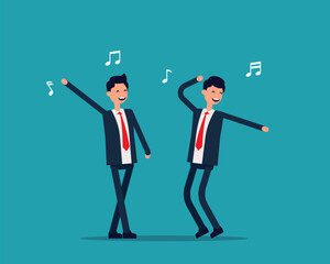 Young office person are dancing happily. Relaxation concept