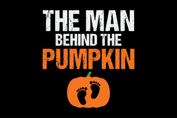 The Man Behind The Pumpkin Funny Halloween T-Shirt Design