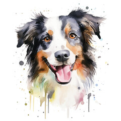 Joyful Watercolor Pet Art on a White Background
