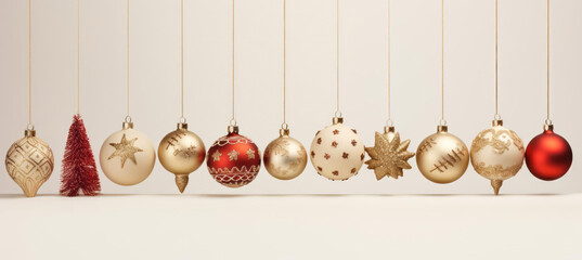 Hanging christmas baubles. Christmas card. Christmas email header. Merry Christmas. Christmas decorations. Christmas communications.
