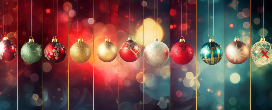 A collection of Christmas baubles. For use as a Christmas card or Christmas themed newsletter or website header.