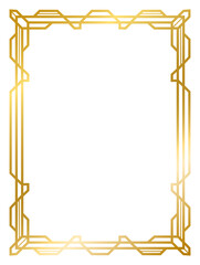 Art Deco gold frame vintage frame line geometric wedding label card frame png transparent background