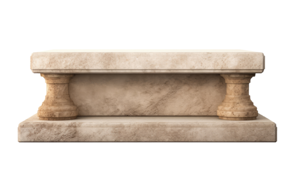 Empty stone pedestal isolated on transparent background