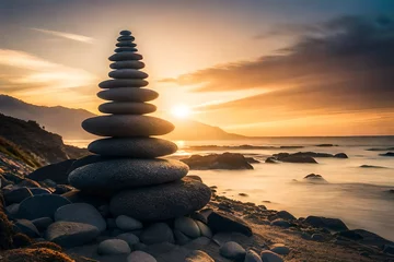 Selbstklebende Fototapete Steine​ im Sand stack of stones