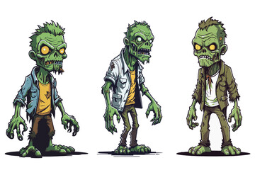 Zombie monster vector set graphic halloween cartoon illustration