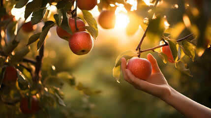 hands are harvesting apples in autumn