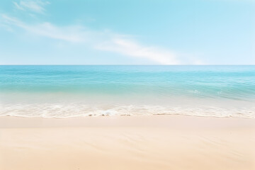 Fototapeta na wymiar Sea beach with white sand beach blue sky with clouds, Summer Holiday background, AI generate