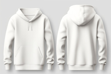 set of white front and back view tee hoodie hoody sweatshi