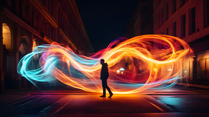 Abstract light painting using long exposure technique