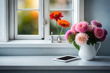 flowers in the window generated by AI
