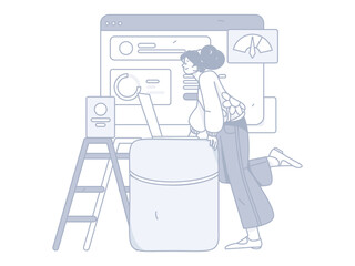 Business People Flat Vector Concept Operation Hand Drawn Illustration
