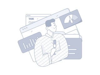 Business People Flat Vector Concept Operation Hand Drawn Illustration
