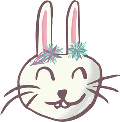 Digital png illustration of white rabbit on transparent background