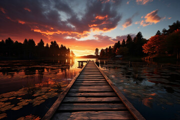 Obraz premium sunset on the lake