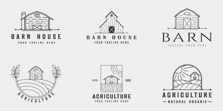 set of barn logo line art vintage vector illustration template icon graphic design