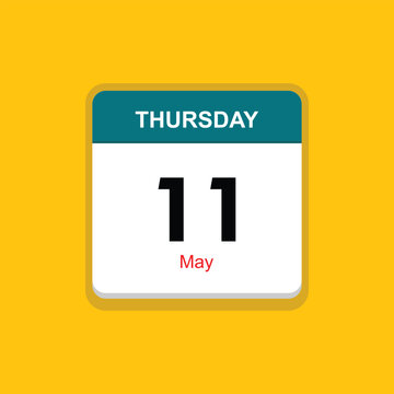 may 11 thursday icon with yellow background, calender icon