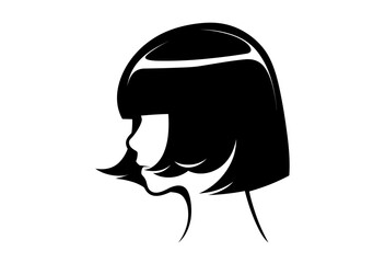 Bob Hair Silhouettes Vector, Girl's hairstyles Silhouettes women's hair silhouette, Hair black silhouette illustration	