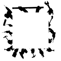 Digital png illustration of hands with working tools on transparent background