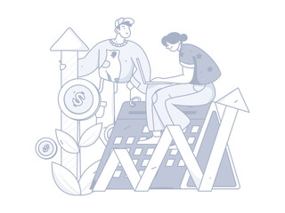 Business People Flat Vector Concept Operation Hand Drawn Illustration
