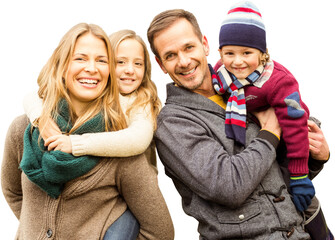Digital png photo of caucasian couple with son and daughter on transparent background