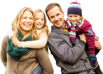Digital png photo of caucasian couple with son and daughter on transparent background