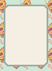 Digital png illustration of frame with colourful pattern on transparent background