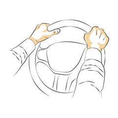 hand sketch holding the steering wheel