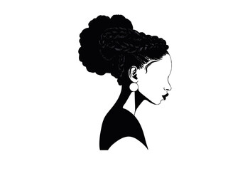 Braids Hair Silhouettes Vector, Girl's hairstyles Silhouette, women's hair silhouette, Hair black silhouettes illustration	