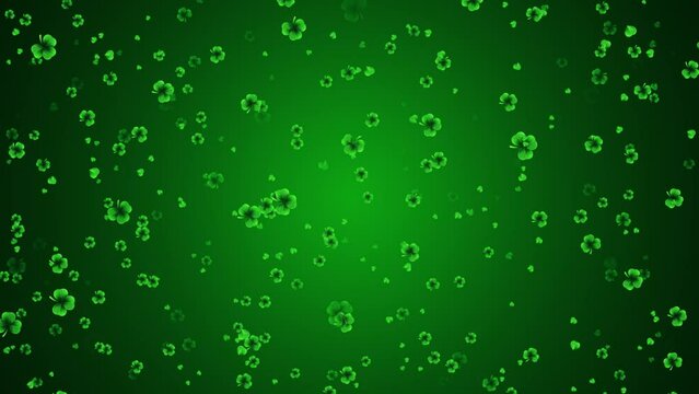 ST Patrick's day Leaf clover flying for projects relates to Saint Patrick's Day events and greetings. irish tradition celebration motion. shamrock holiday. pub party greeting holiday design