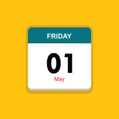 may 01 friday icon with yellow background, calender icon