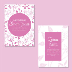 Wedding invitation card template. flowers and leaves seamless pattern background save the date, invitation, greeting card, vector illustration.