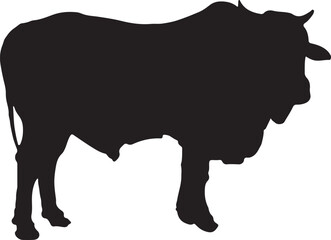 Cow silhouette vector art, Cow black silhouette clipart isolated on white background