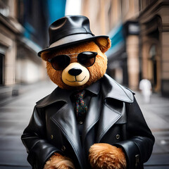 teddy bear man with a black hat
