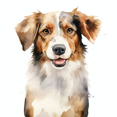 Energetic Watercolor Dog Artwork with White Space