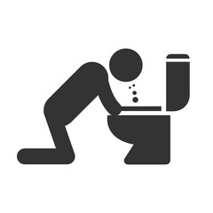 Vector illustration of threw up in the toilet icon in dark color and transparent background(png).