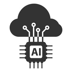 Vector illustration of chip storage cloud icon in dark color and transparent background(png).