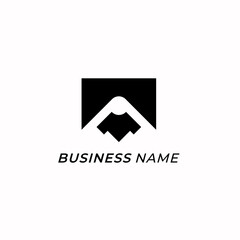 design logo creative mountain and letter M