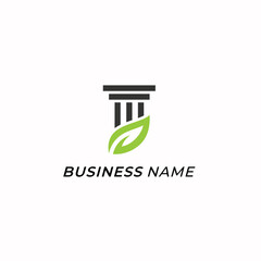 design logo creative pillar and leaf